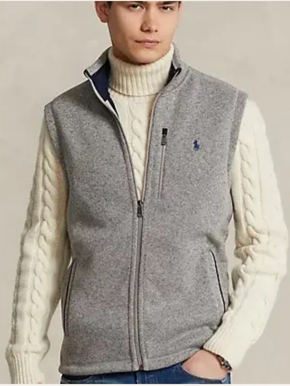 POLO Ralph Lauren Sweater Fleece Full-Zip Vest with Zipper Chest Pocket